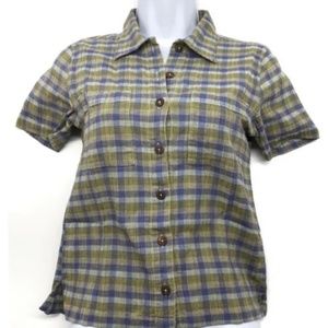 Patagonia Plaid Short Sleeve Button Up Top Size XS